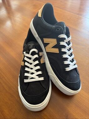New Balance 212 Pro Court Black & Tan Low-Top Canvas Sneakers